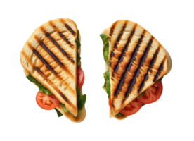 Grilled sandwich cut into pieces isolated png