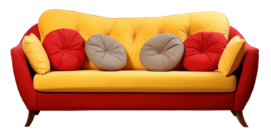 moderne Jaune cuir canapé avec oreillers isolé png