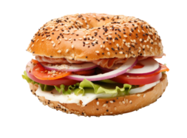 A toasted turkey bagel sandwich isolated png