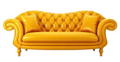 modern Gelb Leder Sofa mit Kissen isoliert png