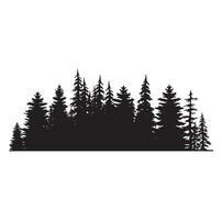 Vintage trees and forest silhouettes set in monochrome style isolated vector illustration