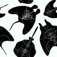 a black and white pattern of stingrays vector