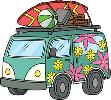 Summer Van Cartoon Colored Clipart Illustration vector