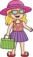Girl in a Summer Outfit Cartoon Colored Clipart vector