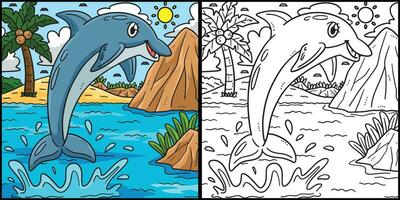 verano delfín saltando fuera de agua ilustración vector