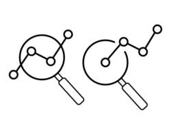 Analytic vector thin line icon, search business charts concept for infographic, website or app.