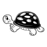 Vector black silhouette of a turtle isolated on a white background.