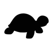 Vector black silhouette of a turtle isolated on a white background.