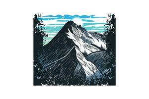 Mountain hand drawn t shirt print illustration vector