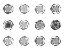 Spiral and swirl motion twisting circles design element set. vector