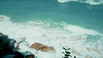 movimento di acqua flusso su il spiaggia. video