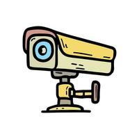 Security camera. CCTV surveillance system. Monitoring, guard equipment, burglary or robbery prevention. Vector illustration isolated on white background.