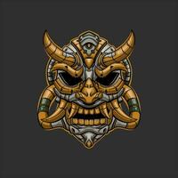 design template robotic onimask skull devil. illustration design onimask skull vector
