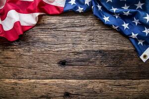 USA flag. American flag. American flag on old wooden background. photo