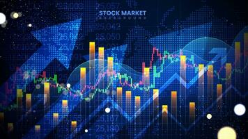 Successful stock market statistical information and trends with up arrows. Futuristic financial trading chart. Economic information growth background vector