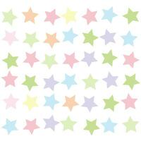 pattern and set of stars of pastel colors on white background vector