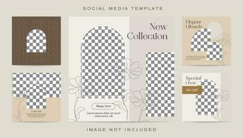 Minimalist Creative Concept Fashion Collection Social Media Post Set Template vector