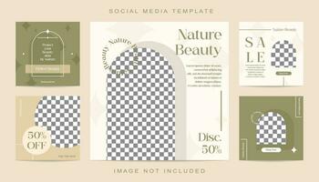 Minimalist Creative Concept Makeup Cosmetic Social Media Post Set Template vector
