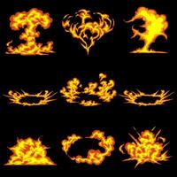 Collection of fire explosion vector assets of various shapes