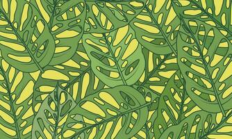 hand-drawn green leaf pile pattern background vector