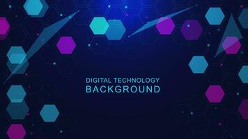 Abstract digital technology with hexagons and plexus background. Big data visualization, network connection and global communication design concept. Vector illustration.