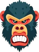 Angry baboon face flat style vector illustration, Angry monkey, Ape, chimpanzee, chacma flat style stock vector image