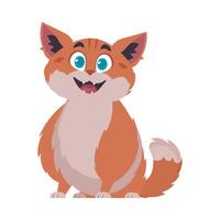 Locks in cheerful getting to be flushed cat. Smiling cat. Cartoon style, Vector Illustration