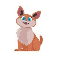 Locks in cheerful blushing cat. Grinning cat. Cartoon style, Vector Illustration