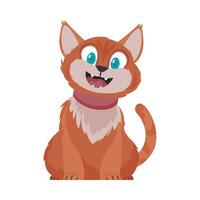 Locks in cheerful rosy cat. Smiling cat. Cartoon style, Vector Illustration