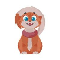 Locks in cheerful reddish cat. Smiling cat. Cartoon style, Vector Illustration