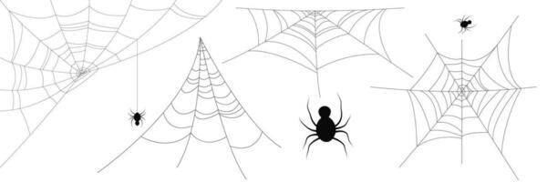 Víspera de Todos los Santos araña web monocromo. vector ilustración eps10.