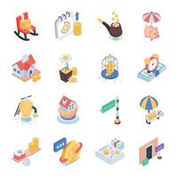 Pack of Benefit Polices Isometric Icons vector