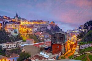 Colorful buildings of the UNESCO World Heritage city of Valparaiso in Chile photo