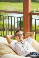 Man enjoying a relaxing spa photo