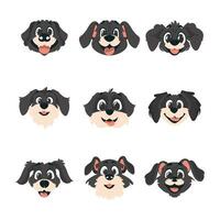 Colossal set of intelligent faces of mutts. Cartoon style, Vector Illustration