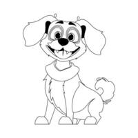 Skillfully puppy in a energize shape, pulverizing for children's coloring books. Cartoon style, Vector Illustration