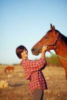 Beautiful woman with horse photo