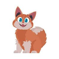 divertido feliz rubicundo gato. sonriendo gato. dibujos animados estilo, vector ilustración