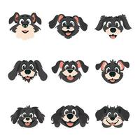 Enormous set of clever faces of mutts. Cartoon style, Vector Illustration