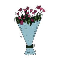 ramo de flores de flores en blanco antecedentes. garabatear estilo ilustración para flor comercio, saludo tarjeta, invitación vector