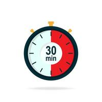 30 minutos Temporizador. cronógrafo símbolo en plano estilo. editable aislado vector ilustración.