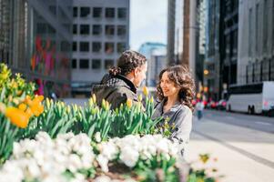 Beautiful couple in the city photo