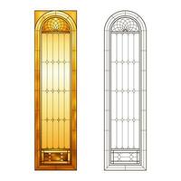 Stained Church glass worksheet. vector