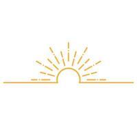 Linear illustration of a yellow sun with rays vector