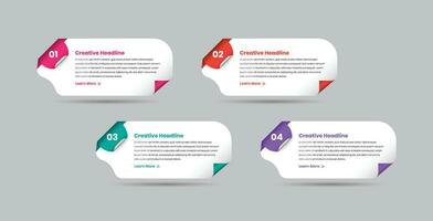 Simple modern step or process overview infographic layout with page fold shape vector