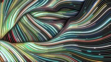 kleurrijk gedraaid gloeiend lijnen met complex Effecten achtergrond video