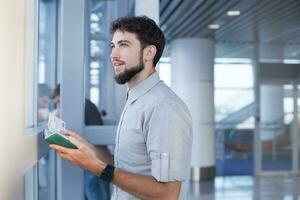 Man at the airport. Travel concept photo