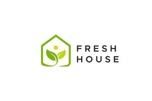 Fresh House Green Health Natural Environment Logo. Business Real Estate, Property and Residential Eco Healthy Life Style. vector