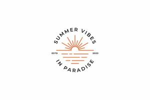 Summer Sunshine Beach Paradise Island Tropical Vacation Resort Badge Logo vector