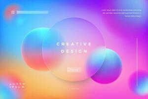 Morph Background Gradient Colorful with Circle Shape Glass Effect Frame Title Text. Poster, Banner, Presentation, Wallpaper Mobile and Desktop. vector